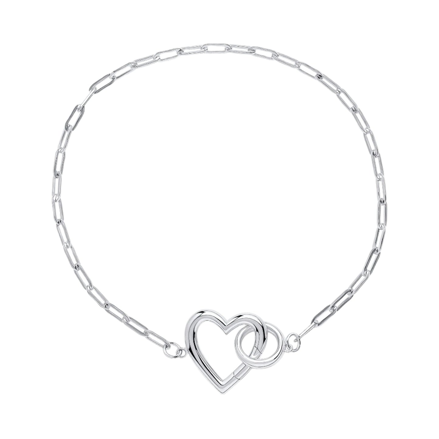 Silver Heart Connection Chain Bracelet