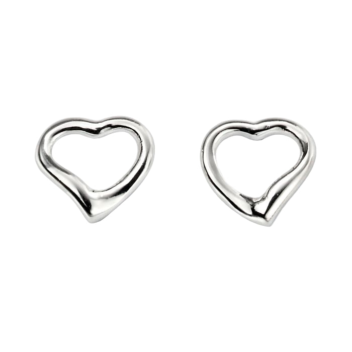 Small Open Heart Stud Earrings