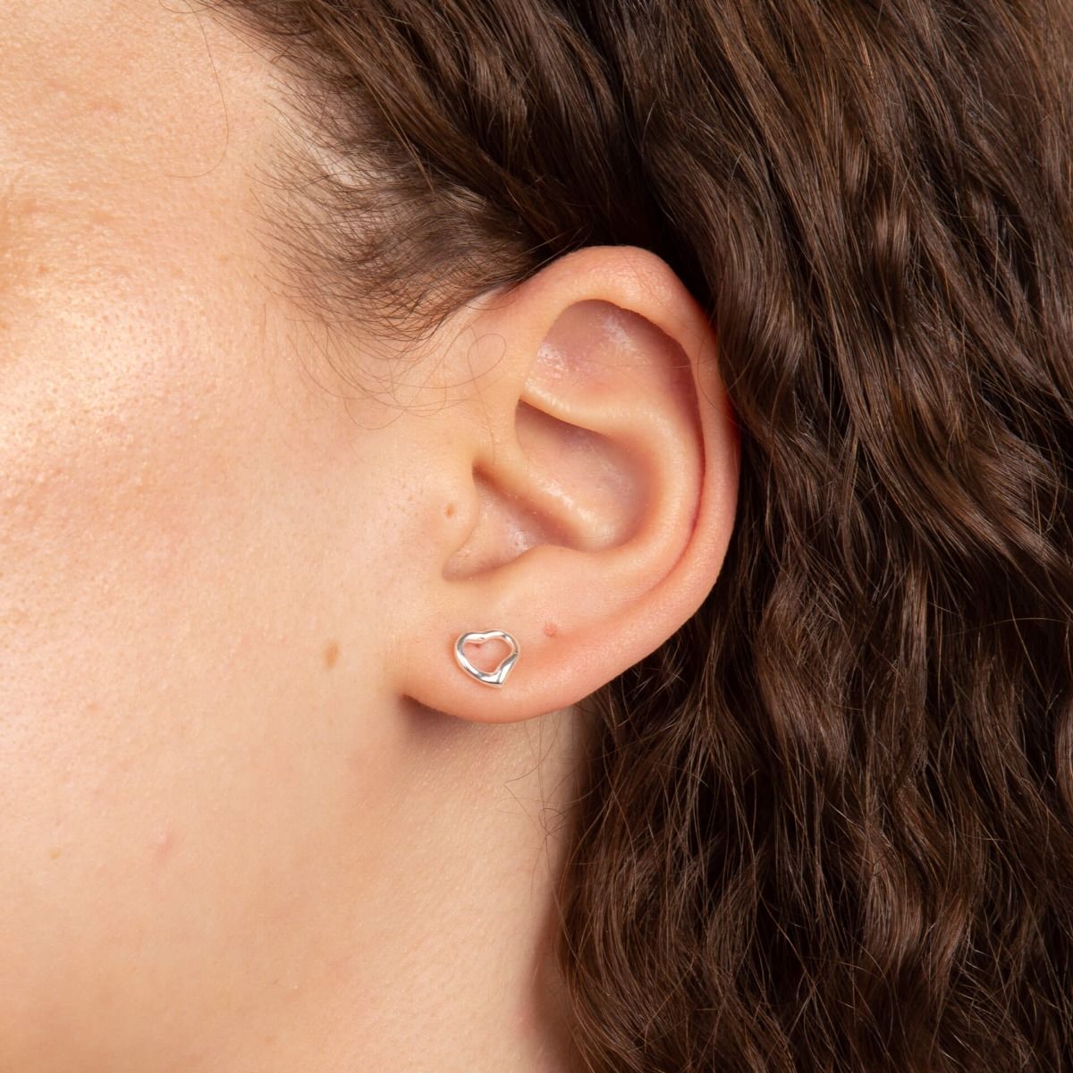 Small Open Heart Stud Earrings