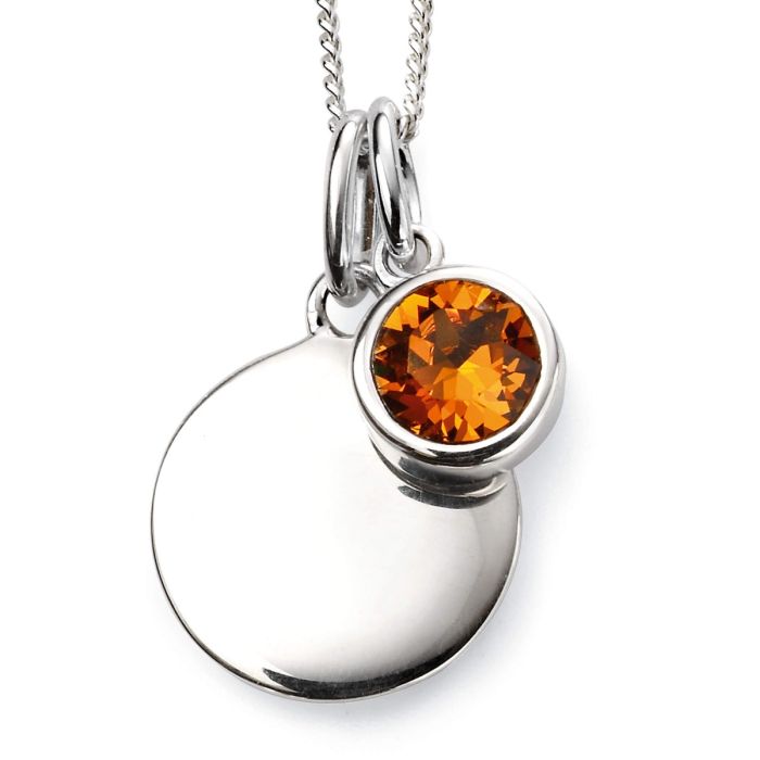 Silver Crystal Birthstone Pendant