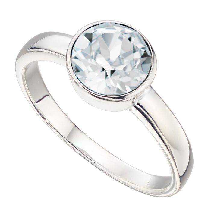 Silver Crystal Birthstone Ring