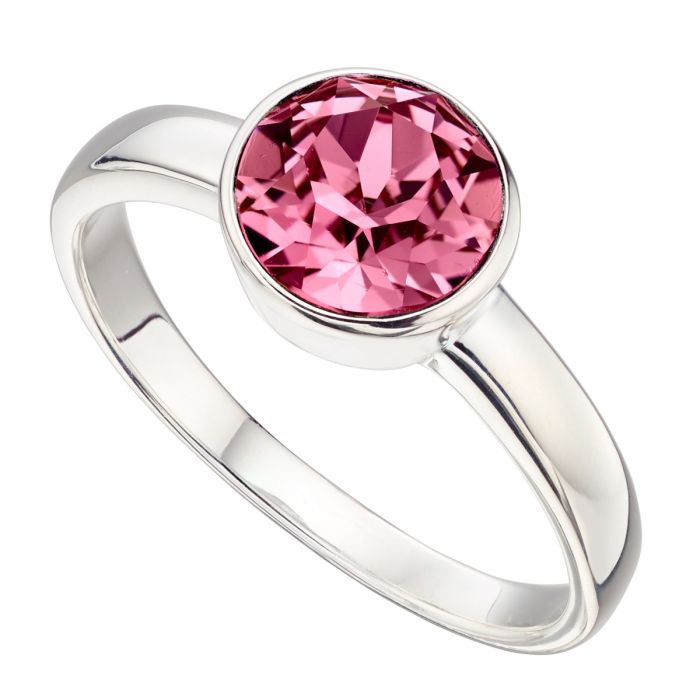Silver Crystal Birthstone Ring