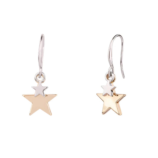 Gold & Silver Tone Duo Star Earrings