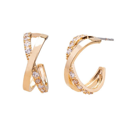 Gold CZ Hoop Earrings