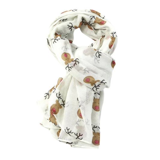 Cream Reindeer Printed Scarf