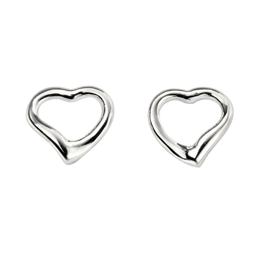 Small Open Heart Stud Earrings